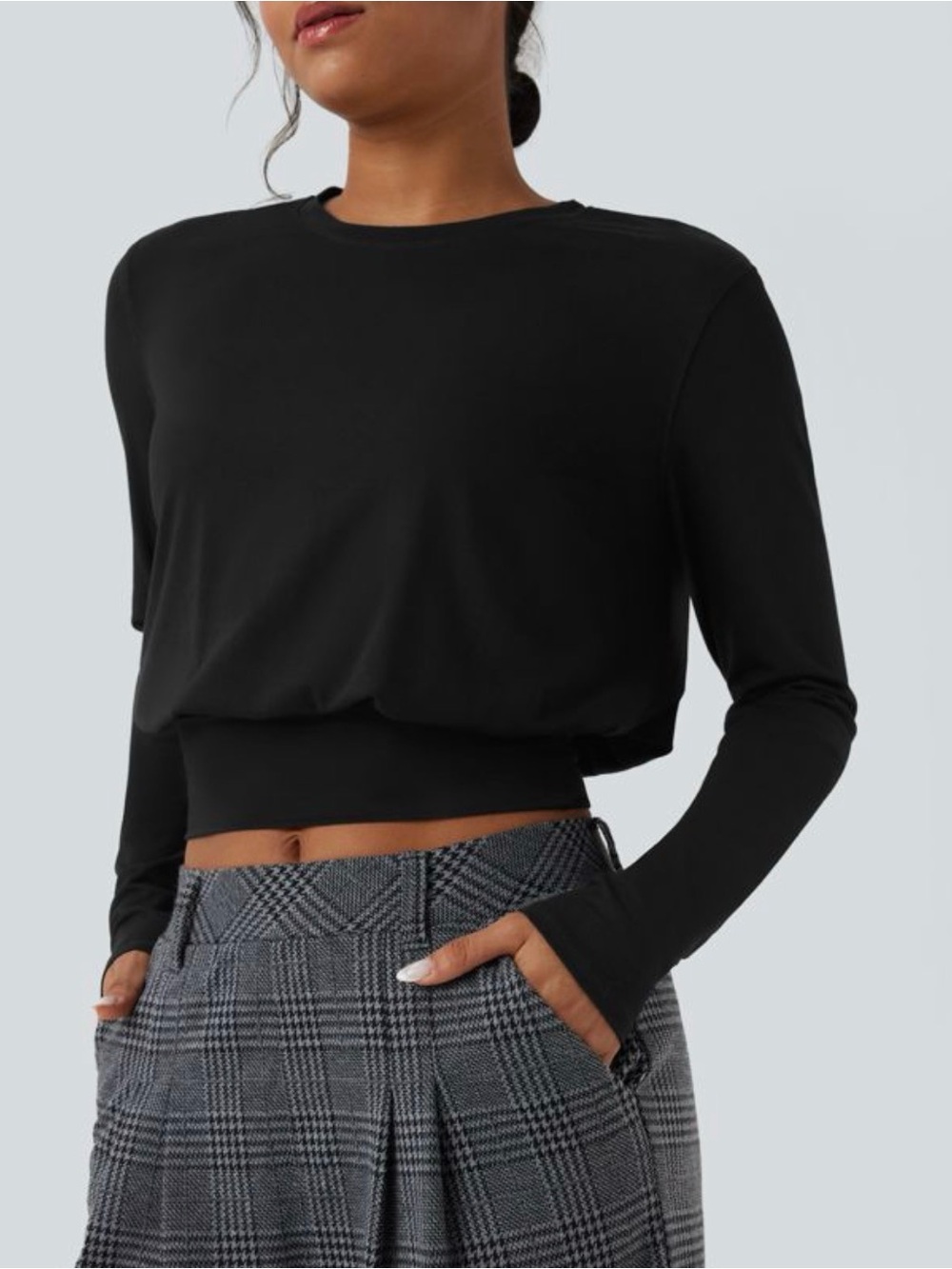 HALARA. NWT! Black Cropped Long-Sleeve Top - Womens
